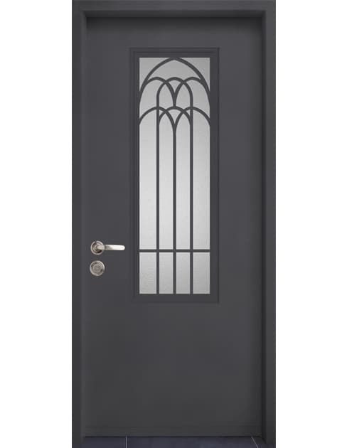 דגם ארקוס בינוני דלת כניסה צבע אפור בזלת 7126