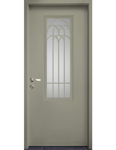 דגם ארקוס בינוני דלת כניסה.צבע אפור חאקי 7240