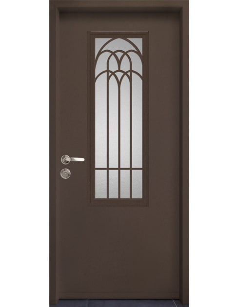 דגם ארקוס בינוני דלת כניסה צבע חום קפה MR09