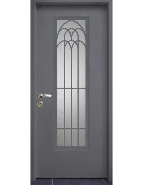 דגם ארקוס גדול דלת כניסה צבע אפור בטון 7110