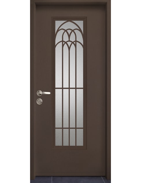 דגם ארקוס גדול דלת כניסה צבע חום קפה MR09