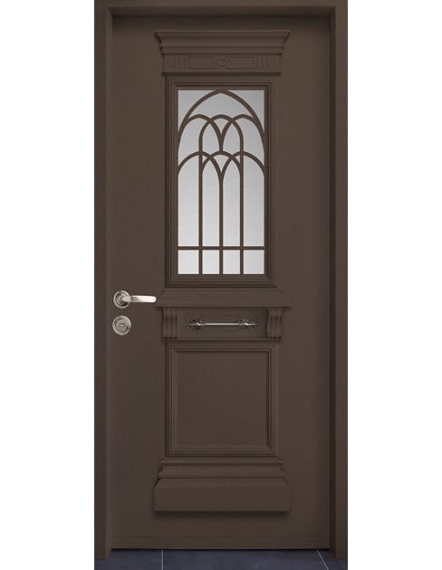 דגם יווני ארקוס דלת כניסה צבע חום קפה MR09