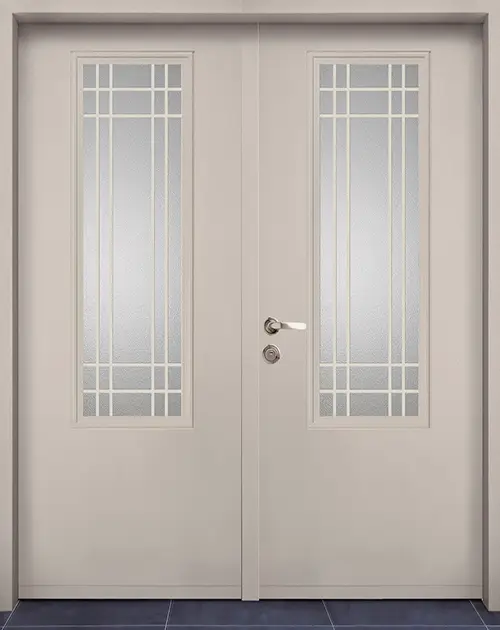 דלת כניסה-דגם ויקטוריה-דלת כפולה-שמנת חלבית9001