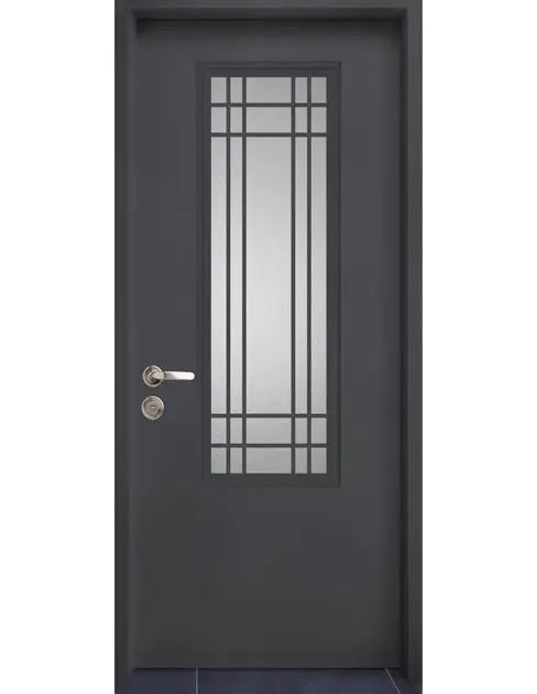 דלת כניסה בסגנון רב בריח-דגם ויקטוריה-אפור בזלת
